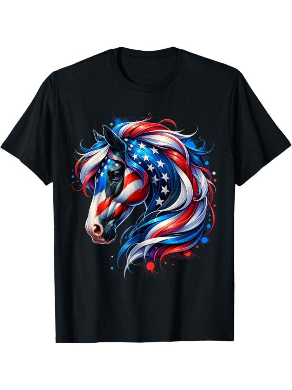 Patriotic 4th of July Horse Graphic Tee | American Flag T-Shirt for Horse Lovers